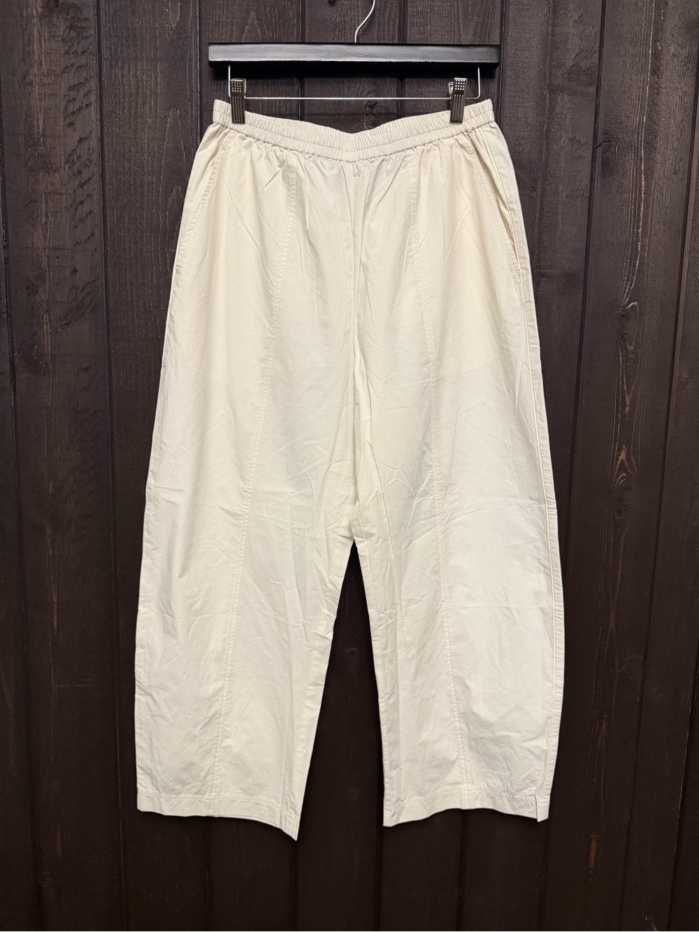 Modern Citizen 100% Cotton Pull on Crop Wide Leg Barrel Pant Sz M Ivory NWOT NEW